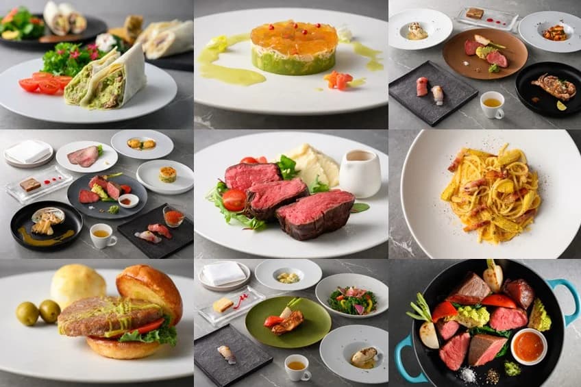 コースとアラカルトの料理の数々